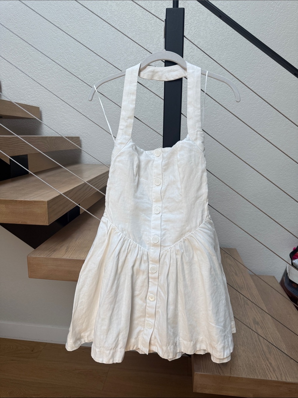 Reformation Mariela Linen White Halter Mini Dress - Picture 10 of 14